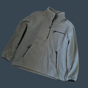 L.L. Bean Gray Quarter-Zip Fleece Jacket With Multiple Pockets Size L